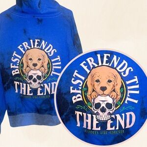 Blue/Black Tie Dye Hoodie- Assholes Live Forever Brand Size Medium